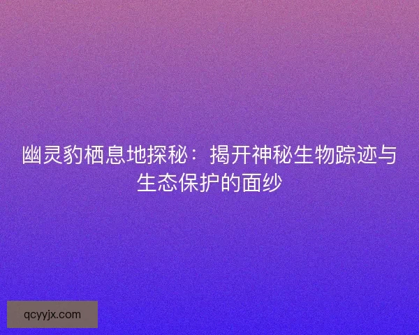 幽灵豹栖息地探秘：揭开神秘生物踪迹与生态保护的面纱