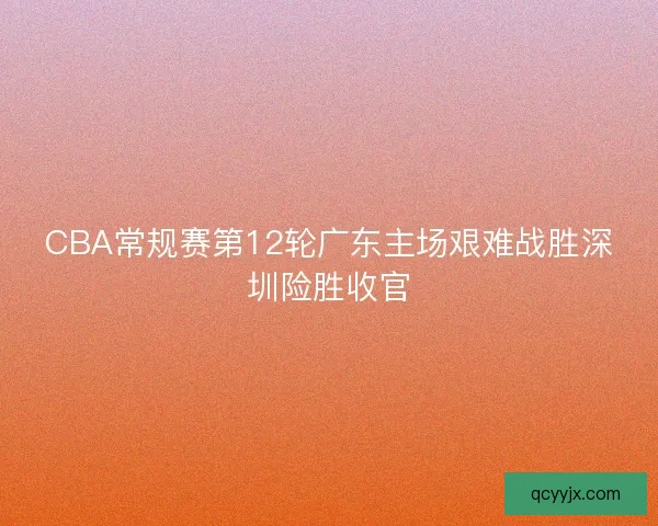 CBA常规赛第12轮广东主场艰难战胜深圳险胜收官