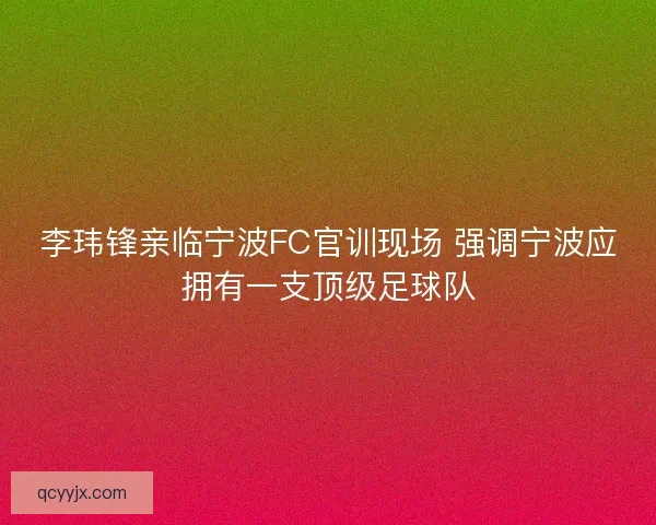 李玮锋亲临宁波FC官训现场 强调宁波应拥有一支顶级足球队