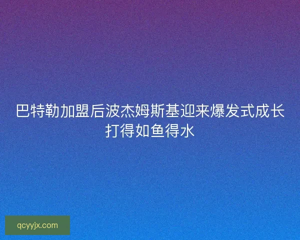 巴特勒加盟后波杰姆斯基迎来爆发式成长打得如鱼得水