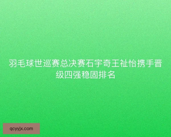羽毛球世巡赛总决赛石宇奇王祉怡携手晋级四强稳固排名
