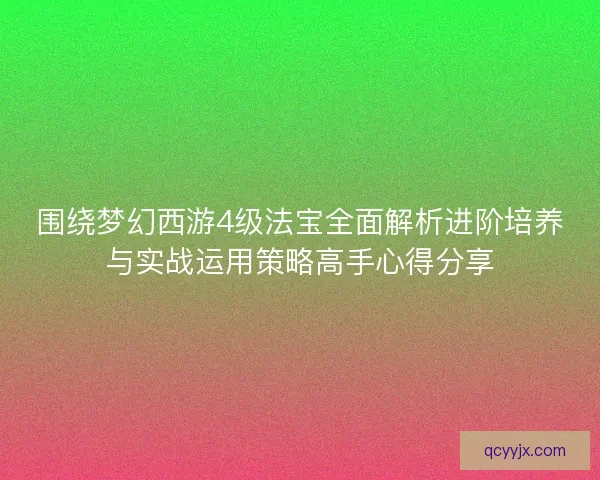 围绕梦幻西游4级法宝全面解析进阶培养与实战运用策略高手心得分享